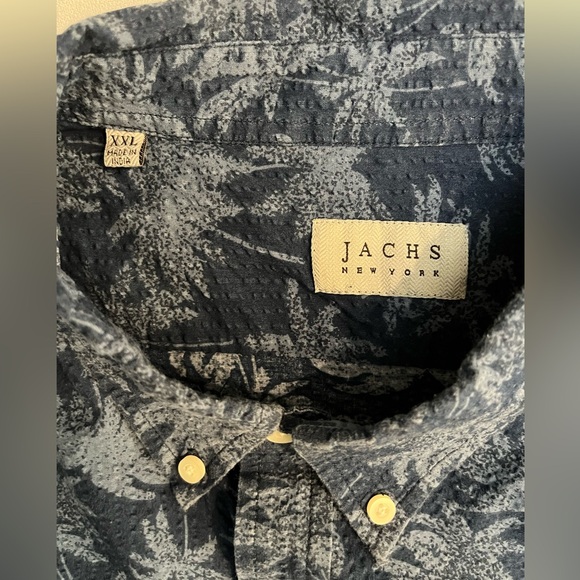 Jachs Seersucker Palm Tree Print Short Sleeved Shirt - Picture 4 of 8